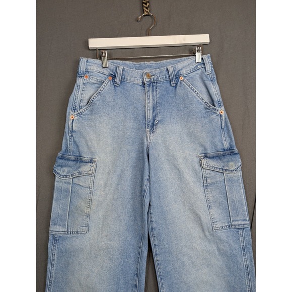 Gap Loose Cargo Jeans Womens 28 6 Regular Light Wash Mid Rise Baggy - Picture 2 of 10